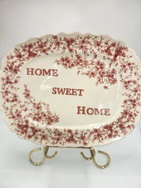 Vintage Cracker Barrel Red Transferware "Home Sweet Home" Platter